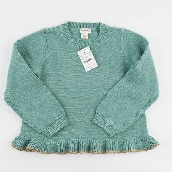 New CREWCUTS JCREW $79 Girls Size XS Sparkle Ruffle-Hem Sweater CB134 - Picture 2 of 4